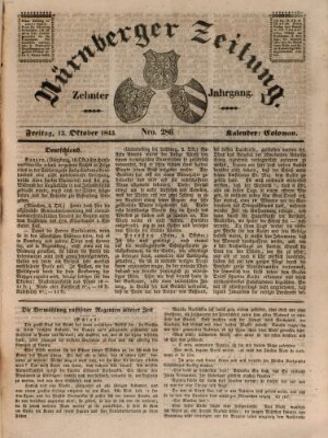 Nürnberger Zeitung (Fränkischer Kurier) Freitag 13. Oktober 1843