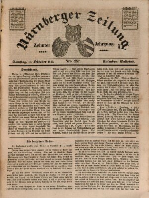 Nürnberger Zeitung (Fränkischer Kurier) Samstag 14. Oktober 1843