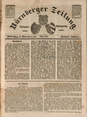 Nürnberger Zeitung (Fränkischer Kurier) Donnerstag 30. November 1843