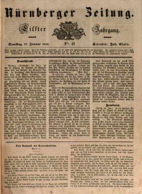 Nürnberger Zeitung (Fränkischer Kurier) Samstag 27. Januar 1844