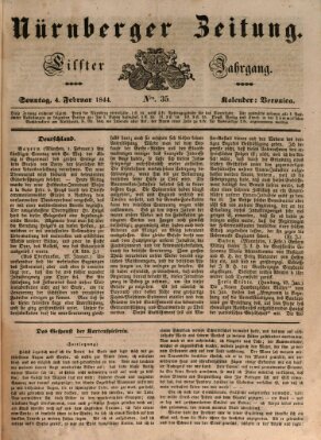 Nürnberger Zeitung (Fränkischer Kurier) Sonntag 4. Februar 1844