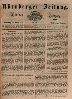 Nürnberger Zeitung (Fränkischer Kurier) Dienstag 12. März 1844