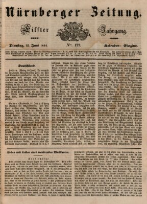 Nürnberger Zeitung (Fränkischer Kurier) Dienstag 25. Juni 1844