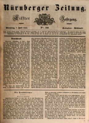 Nürnberger Zeitung (Fränkischer Kurier) Sonntag 7. Juli 1844
