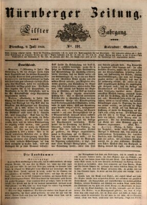 Nürnberger Zeitung (Fränkischer Kurier) Dienstag 9. Juli 1844
