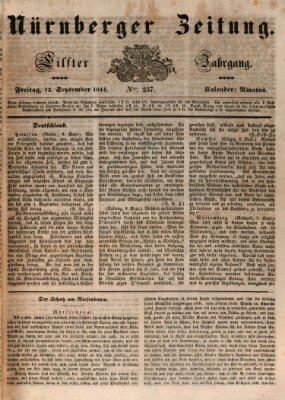 Nürnberger Zeitung (Fränkischer Kurier) Freitag 13. September 1844