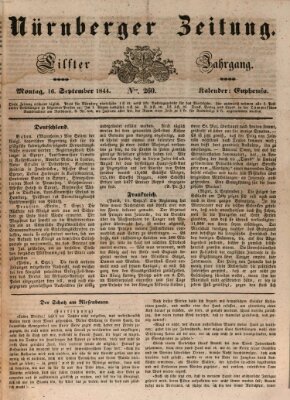 Nürnberger Zeitung (Fränkischer Kurier) Montag 16. September 1844