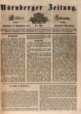 Nürnberger Zeitung (Fränkischer Kurier) Samstag 21. September 1844