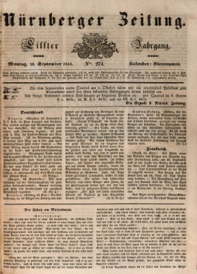 Nürnberger Zeitung (Fränkischer Kurier) Montag 30. September 1844