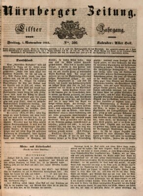 Nürnberger Zeitung (Fränkischer Kurier) Freitag 1. November 1844