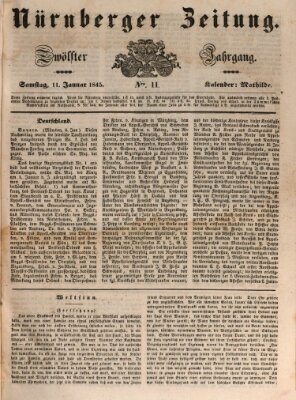 Nürnberger Zeitung (Fränkischer Kurier) Samstag 11. Januar 1845