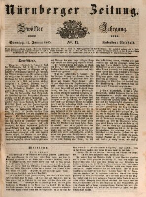 Nürnberger Zeitung (Fränkischer Kurier) Sonntag 12. Januar 1845