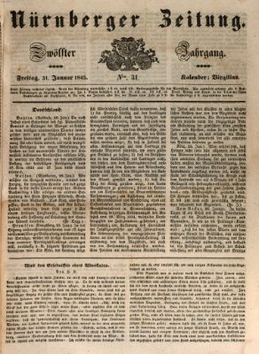 Nürnberger Zeitung (Fränkischer Kurier) Freitag 31. Januar 1845