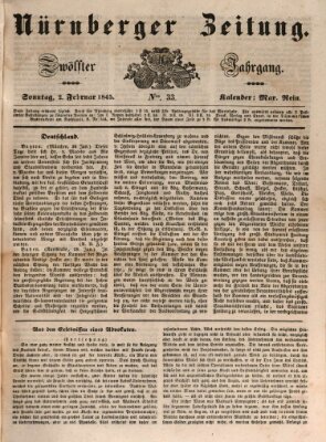 Nürnberger Zeitung (Fränkischer Kurier) Sonntag 2. Februar 1845