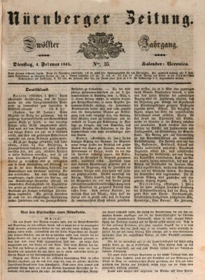 Nürnberger Zeitung (Fränkischer Kurier) Dienstag 4. Februar 1845