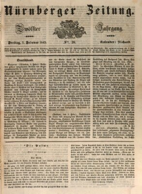 Nürnberger Zeitung (Fränkischer Kurier) Freitag 7. Februar 1845