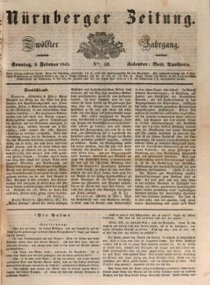 Nürnberger Zeitung (Fränkischer Kurier) Sonntag 9. Februar 1845