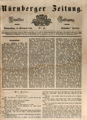 Nürnberger Zeitung (Fränkischer Kurier) Donnerstag 13. Februar 1845