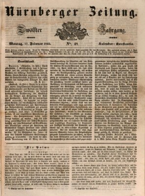 Nürnberger Zeitung (Fränkischer Kurier) Montag 17. Februar 1845