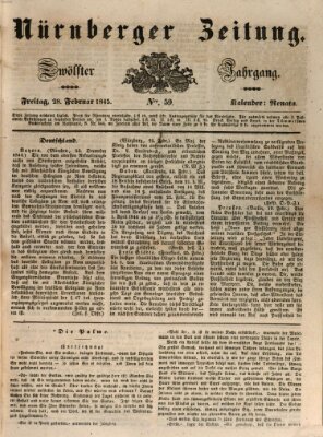 Nürnberger Zeitung (Fränkischer Kurier) Freitag 28. Februar 1845