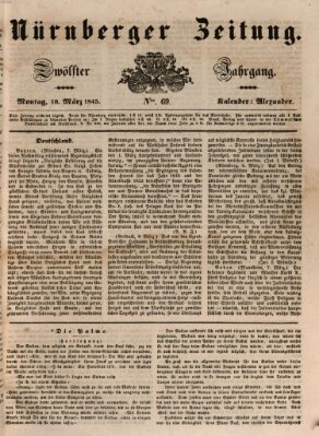 Nürnberger Zeitung (Fränkischer Kurier) Montag 10. März 1845