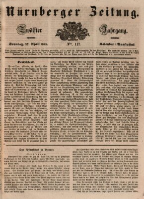 Nürnberger Zeitung (Fränkischer Kurier) Sonntag 27. April 1845
