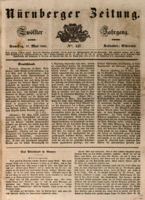 Nürnberger Zeitung (Fränkischer Kurier) Samstag 17. Mai 1845