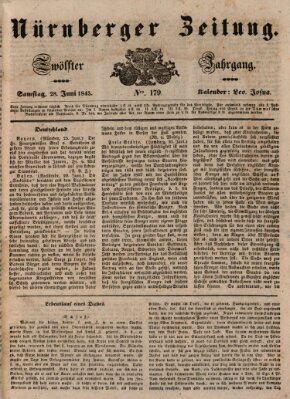 Nürnberger Zeitung (Fränkischer Kurier) Samstag 28. Juni 1845