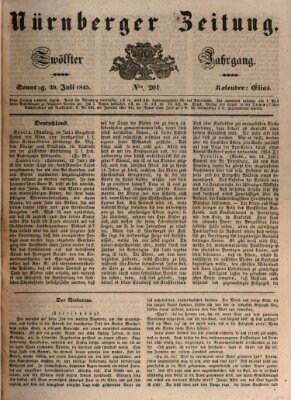 Nürnberger Zeitung (Fränkischer Kurier) Sonntag 20. Juli 1845