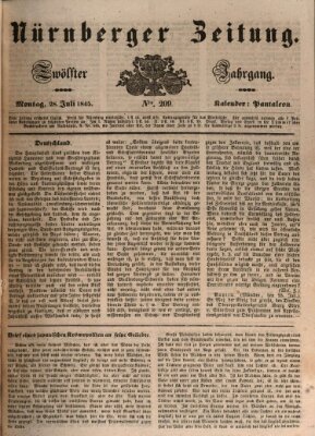 Nürnberger Zeitung (Fränkischer Kurier) Montag 28. Juli 1845