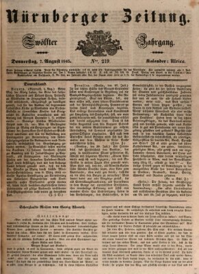 Nürnberger Zeitung (Fränkischer Kurier) Donnerstag 7. August 1845