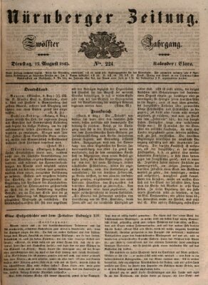Nürnberger Zeitung (Fränkischer Kurier) Dienstag 12. August 1845