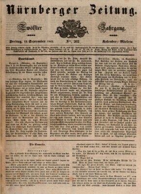 Nürnberger Zeitung (Fränkischer Kurier) Freitag 19. September 1845