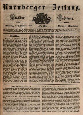 Nürnberger Zeitung (Fränkischer Kurier) Sonntag 21. September 1845