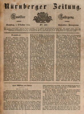 Nürnberger Zeitung (Fränkischer Kurier) Samstag 4. Oktober 1845
