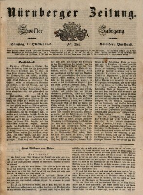 Nürnberger Zeitung (Fränkischer Kurier) Samstag 11. Oktober 1845