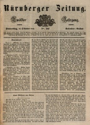 Nürnberger Zeitung (Fränkischer Kurier) Donnerstag 16. Oktober 1845