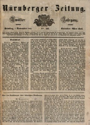 Nürnberger Zeitung (Fränkischer Kurier) Samstag 1. November 1845