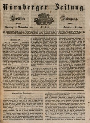 Nürnberger Zeitung (Fränkischer Kurier) Montag 10. November 1845