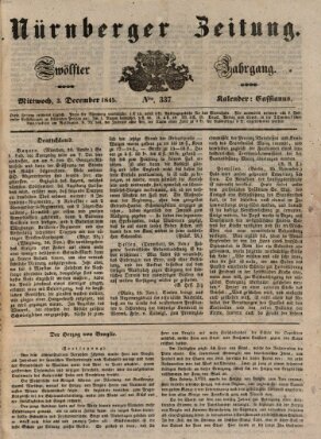Nürnberger Zeitung (Fränkischer Kurier) Mittwoch 3. Dezember 1845