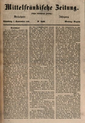 Mittelfränkische Zeitung für Recht, Freiheit und Vaterland (Fränkischer Kurier) Montag 7. September 1846