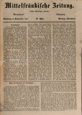 Mittelfränkische Zeitung für Recht, Freiheit und Vaterland (Fränkischer Kurier) Montag 21. September 1846