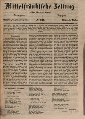 Mittelfränkische Zeitung für Recht, Freiheit und Vaterland (Fränkischer Kurier) Mittwoch 23. September 1846