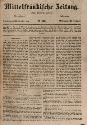 Mittelfränkische Zeitung für Recht, Freiheit und Vaterland (Fränkischer Kurier) Mittwoch 30. September 1846