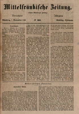 Mittelfränkische Zeitung für Recht, Freiheit und Vaterland (Fränkischer Kurier) Samstag 7. November 1846