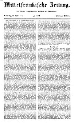 Mittelfränkische Zeitung für Recht, Freiheit und Vaterland (Fränkischer Kurier) Freitag 28. April 1848