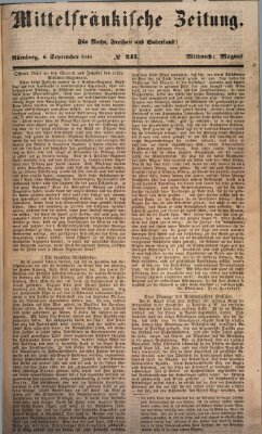 Mittelfränkische Zeitung für Recht, Freiheit und Vaterland (Fränkischer Kurier) Mittwoch 6. September 1848