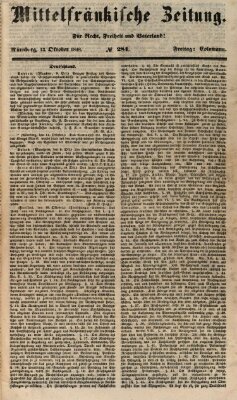 Mittelfränkische Zeitung für Recht, Freiheit und Vaterland (Fränkischer Kurier) Freitag 13. Oktober 1848
