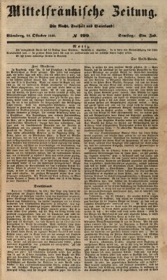 Mittelfränkische Zeitung für Recht, Freiheit und Vaterland (Fränkischer Kurier) Samstag 28. Oktober 1848