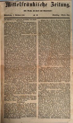 Mittelfränkische Zeitung für Recht, Freiheit und Vaterland (Fränkischer Kurier) Samstag 6. Januar 1849
